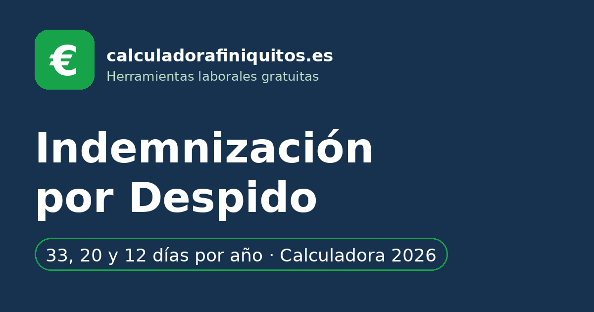Calculadora de indemnización por despido 2026: 33, 20 y 12 días por año